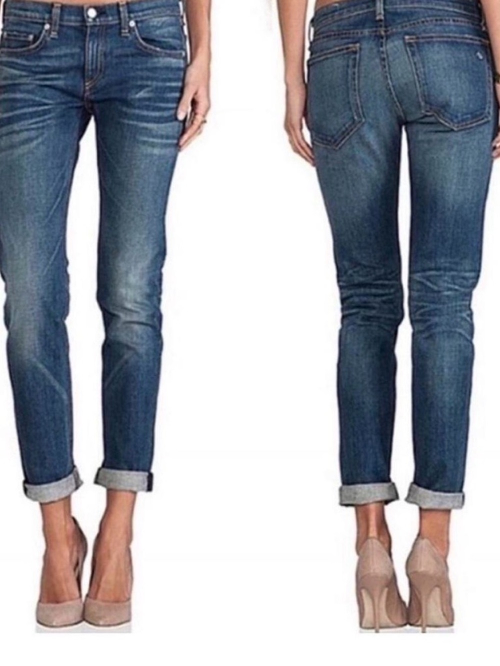 rag & bone Women's Straight Leg Jeans in Dark Blue Wash